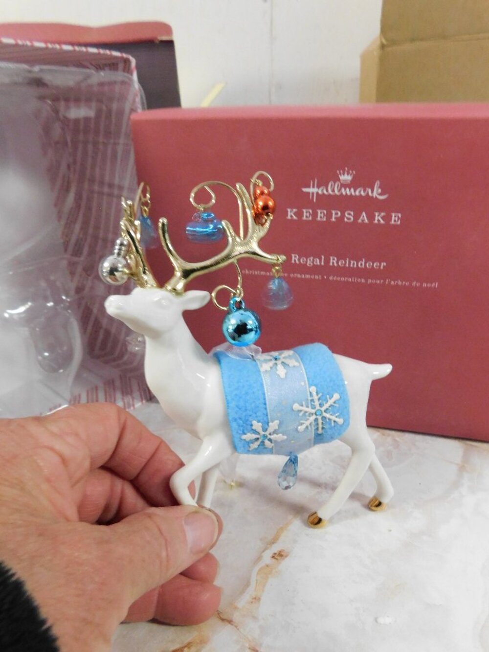Hallmark Regal Reindeer Porcelain Christmas Ornament w/ Box